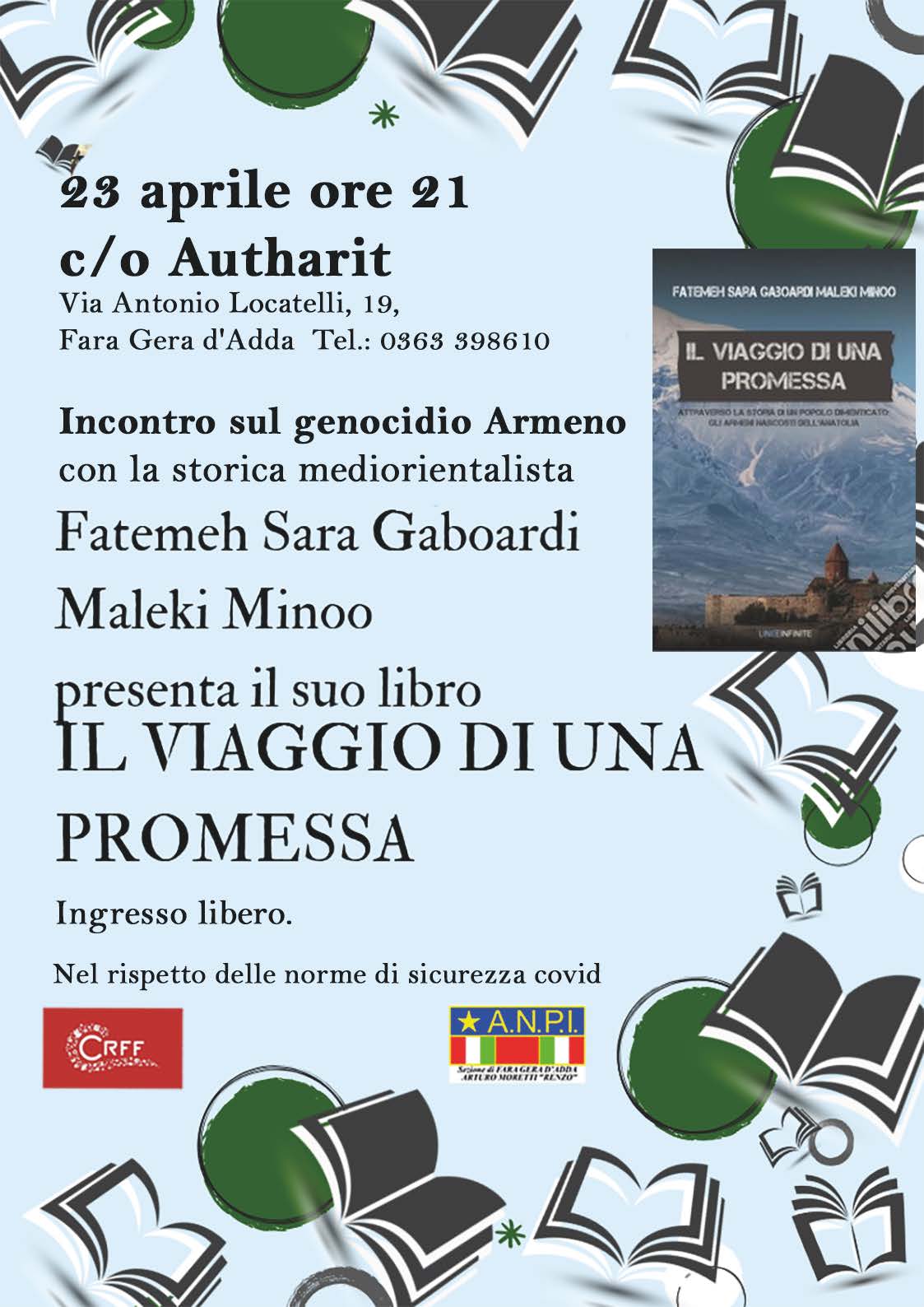 Serata sul genocidio degli Armeni con Fatemeh Sara Gaboardi che presenta il suo ultimo libro.